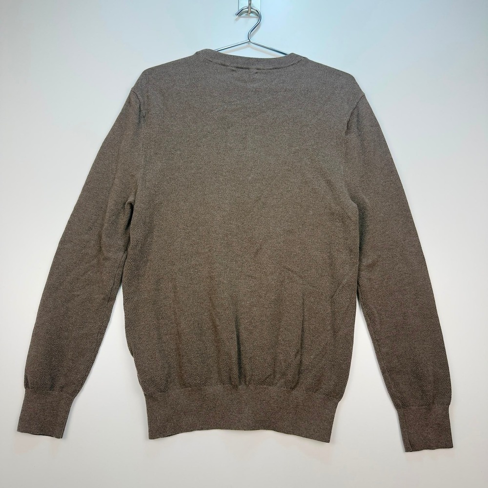 Quince Organic Cotton Pique Crewneck Sweater Heather Brown Men's Medium - Picture 2 of 7